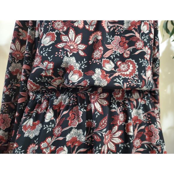 Talbots Floral Scalloped Ruffle Button Maxi Dress Womens Size LP Cottagecore - Picture 7 of 11